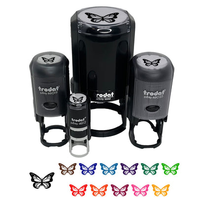 Pretty Monarch Butterfly Self-Inking Rubber Stamp Ink Stamper for Stamping Crafting Planners - 1/2 Inch Mini - Black Ink
