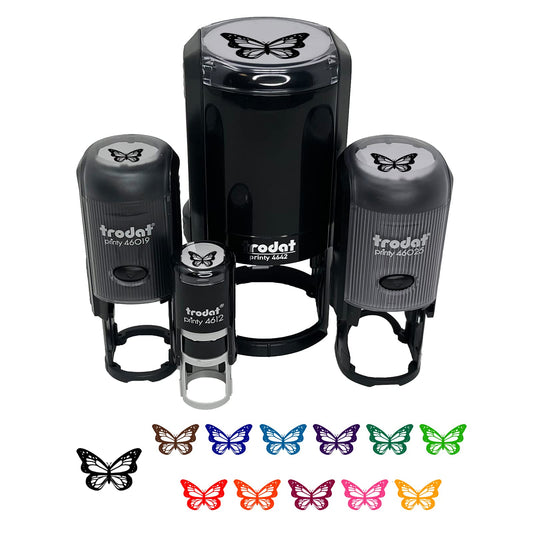 Pretty Monarch Butterfly Self-Inking Rubber Stamp Ink Stamper for Stamping Crafting Planners - 1/2 Inch Mini - Black Ink