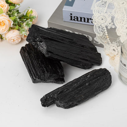 SMOHEAL Large Raw Black Tourmaline Crystal Natural Rough Stone Healing Crystals for Meditation Reiki Energy Decoration 1.5-2lbs