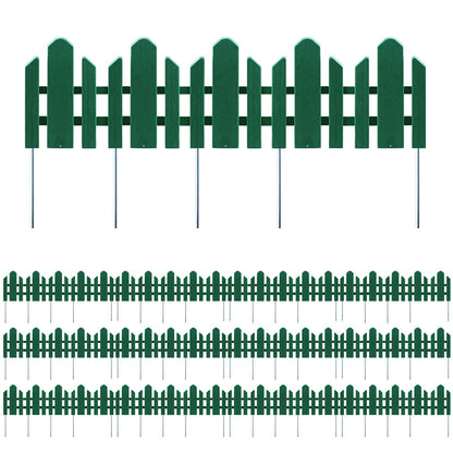 Sunnyglade 12 Pack Garden Edging Decorative Border Recycled Plastic Landscape Garden Fence Flexible No-Dig Spikes,Dark Green
