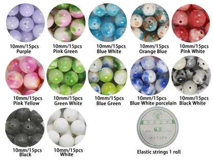 ZHFMLY 10mm Natural Gemstone Persian Jades Stone Beads 180pcs Assortment Crystal Energy Smooth Round Loose Beads for Necklace, Bracelet & DIY Jewelry Making Chakra Energy Craft Supplies