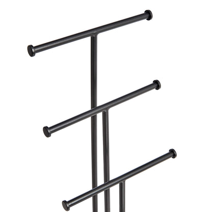 Amazon Basics Four-Tier Jewelry Organizer Tree Stand, Necklace Earring Bracelet Holder with Ring Storage, Walnut/Black