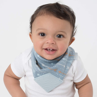 BooginHead by Infantino Cotton Baby Drool Bibs, Teething Bib and Pacifier Holder Bib, Blue Arrows