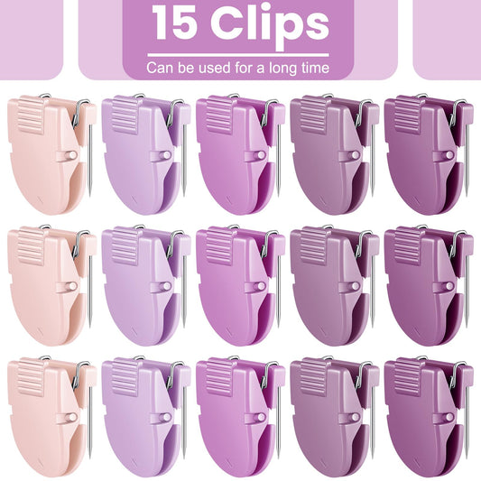 Feifeiya 15 Pcs Cubicle Clips Fabric Panel Cubicle Accessories Fabric Partition Panel Wall Clip Office Photos Wall for Notes Memos Standard Size, 40-Sheet Capacity (Purple)