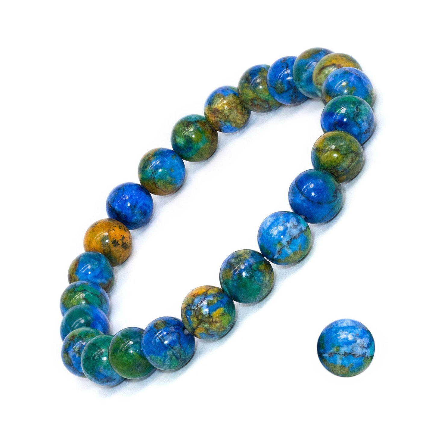 DAZCOLO 8mm Natural Gemstone Stretch Bracelet, Handmade Unisex Crystal Bracelets for Meditation, Yoga, Spiritual Healing & Positive Energy (Azurite)