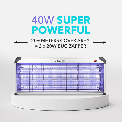 Aspectek 40W Electronic Bug Zapper – Wide Coverage Insect Killer, Mosquito, Fungus Gnat, Moth and Fly Trap with Powerful UV Light for Indoor Use