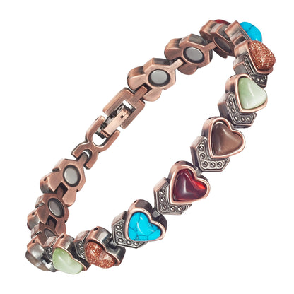 EnerCoppeX Copper Magnetic Bracelet for Women, Turquoise Detox Jewelry with 3500 Gauss Magnet (Type D)