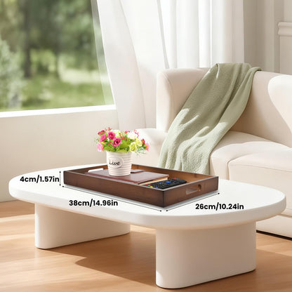 Bamboo Wood Serving Tray with Handles(14.96x10.24x1.57 inches) – Elegant Decorative Platter for Breakfast in Bed, Lunch, Dinner, Appetizers, BBQ, Parties & More – Perfect for Couch and Drawing Room.