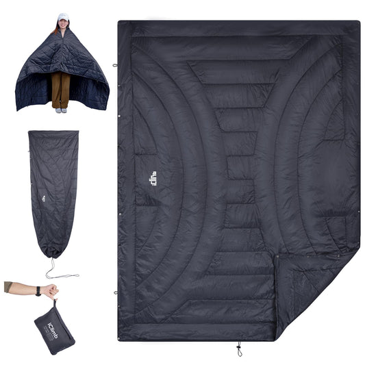 iClimb 3M Thinsulate Insulation Warm Camping Blanket Ultralight Compact (Dark Grey, 1 lb)