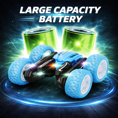 Titrot Remote Control Car for Kids, 360° Rotating Stunt Car, Double-Sided Driving, 2.4GHz RC Car, Rechargeable All-Terrain Toy, LED Glowing Wheels with Projection, for Boys & Girls Ages 4-8