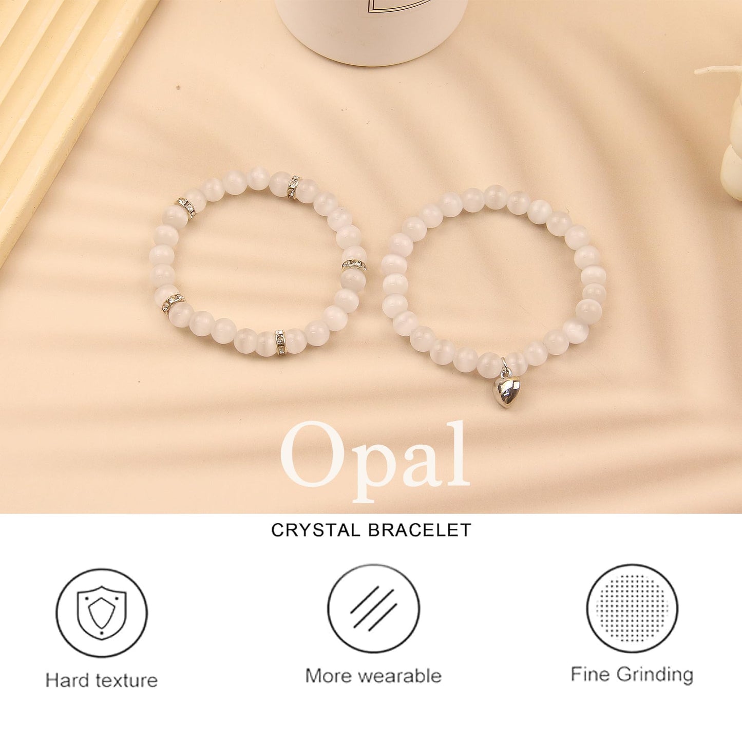 GDLKPYHS Healing Bracelets for Women - Opal Bracelet - Healing Prayers Crystal Bracelet, 8mm Natural Stone Stress Relief Yoga Beads Get Well Soon Gifts