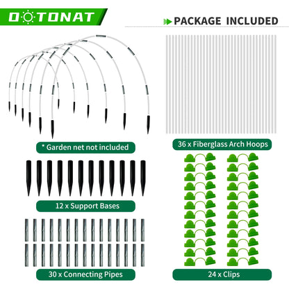 OOTONAT 8FT Garden Hoops Grow Tunnel Kit - Rust-Free Fiberglass Frame for Raised Beds, 36pcs - DIY Plant Support for Garden Netting, Vegetable Garden Hoops Kit, Row Covers, and Greenhouse Protection
