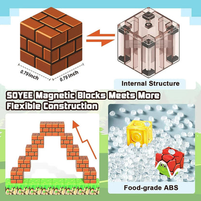 ASTRALUNASENTRY Magnetic blocks-100pcs,Building Cube,Size 0.8 inches/2cm, Constructions Toys for Boys & Girls Age 3-4, 5 6 7 8 9 10