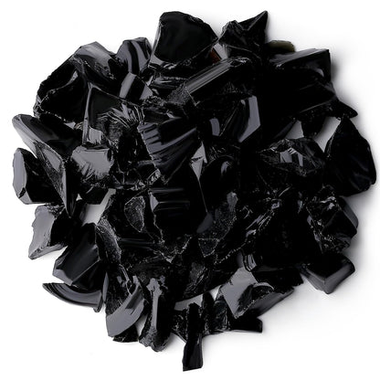 QINJIEJIE 0.9Lbs Black Obsidian Raw Crystals Rough Stones Natural Bulk Large 1" Rocks Wholesale Reiki Gemstones Decorative Fountain Rocks for Tumbling Cabbing Polishing Wire Wrapping Wicca