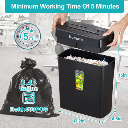 Woolsche Paper Shredder,10-Sheet Cross Cut with 3.43-Gallon Basket, P-4 Security Level,3-Mode Design - Shreds CD and Credit Card,Durable,Fast and Jam Proof for Home Office (ETL Certified)