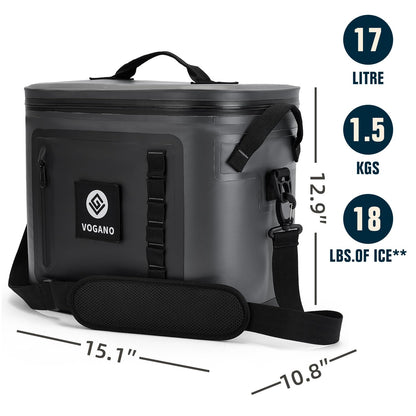 Vogano Soft Cooler - Insulated Leak-Proof Cooler Bag with Waterproof Zipper | 28 Can Portable Ice Chest for Camping, Beach, Travel, Picnic, Fishing (Dark Grey)