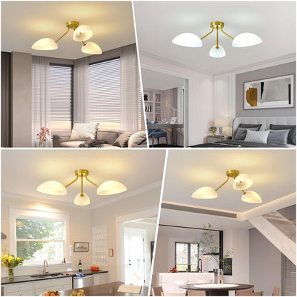 XIAOQIWU 31.5”Gold-Plated Modern Ceiling Light Chandelier Light Fixture for Bedroom and Living Room Ceiling - Adjustable Light and Color with Acrylic lampshade - Sputnik Ceiling Light