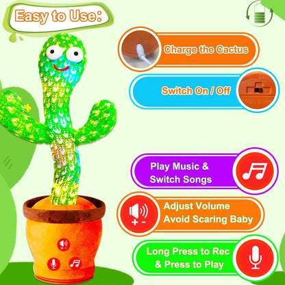 Vitosup Rechargeable Baby Toys Dancing Talking Cactus Toy, Volume Adjustable, Singing Mimicking Repeating, Easter Gifts/Easter Basket Stuffers for Baby Toddler, Baby Infant Toys Gifts for Girls Boys