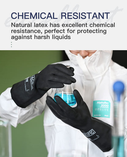 PACIFIC PPE 2 Pairs Chemical Resistant Gloves, Heavy Duty Industrial Rubber Gloves, Resist Acid, Alkali and Oil, 12.6", X-Large