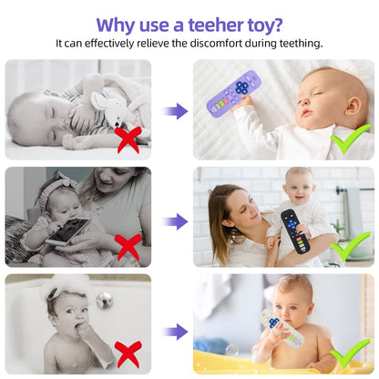 Chuya Silicone Baby Teether Chew Toy for Babies 3-24 Months, Teething Relief Baby Toys for Infants Remote Control Shape (3 Pack)