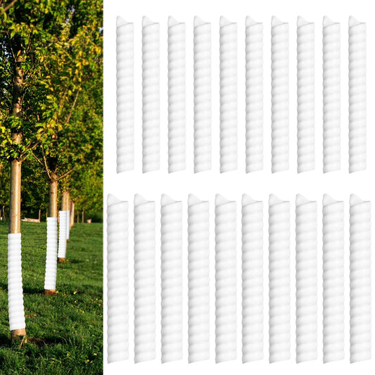 Tolare 20 PCS Tree Trunk Protector Guard Spiral Wrap Tubes, Plastic Bark Shields for Young Saplings - Effective Tree Protectors from Animals Deer Rabbits Rodents (White)