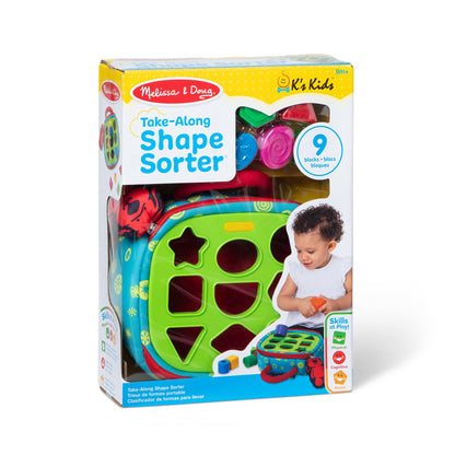 Melissa & Doug K’s Kids Take-Along Shape Sorter, 9 Textured Building Blocks & Soft Sensory Activity Bag, Montessori-Inspired Baby Toys for Toddlers, Preschool Learning Toys for Babies 9 Mo. & Up