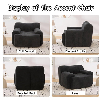 FASADI Oversized Accent Chair - 42" Boneless Chenille Single Sofa Chair for Living Room, Cloud Armchair Foam & Spring Couch for Living Room, Bedroom, Office. Reading, No Assembly