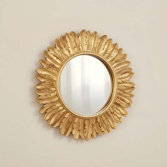 ZOROSY Gold Round Wall Mirror 12 inch - Small Wall Decorative Mirror, Boho Wall Decor Mirror for Dressing Table, Living Room, Entryway, Bedroom,Hallway,House Warming Gifts