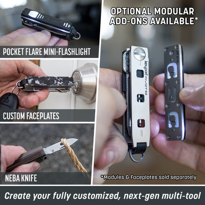 Keyport Pivot 2.0 Key Organizer - EDC Key Holder with Car Key Fob Attachment and Lost & Found Service - Compact, Customizable Modular Design - Keychain Alternative Gift for Men - Aluminum (Silver)