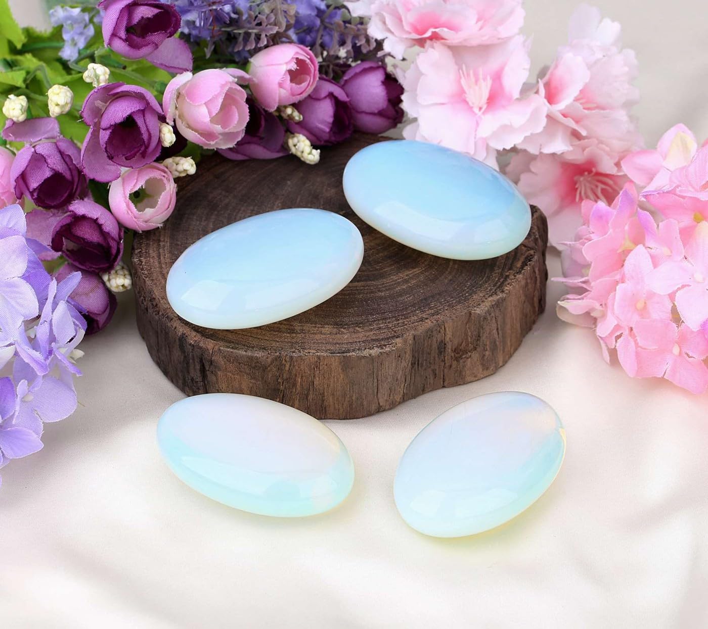 LAIDANLA Opal 2.4" Large Palm Stone Healing Crystals Natural Gemstones Calming Effects Energy Balancing Reiki Polished Worry Stone Cleansing Protection Anxiety Stress Relief Therapy 1PC