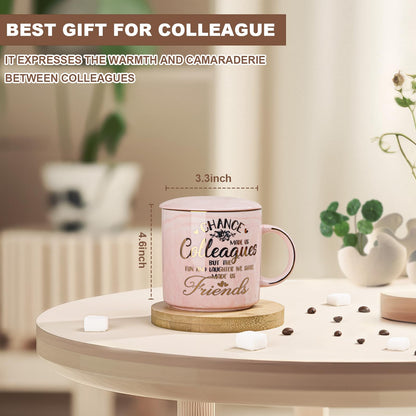Coworker Leaving Gifts for Women, Chance Made Us Colleagues Coffee Cup, Funny Going Away Farewell Gifts for Coworkers Female, Birthday Thank You Gift, 14oz Pink Marble Gold Print Mug, Nicely Boxed