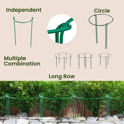 12 Pack Plant Support Stakes – Tall Plant Stakes for Indoor and Outdoor Gardens - Peony Cages and Supports - Cage Rings for Potted Flowers, Peony, Hydrangea, and Rose Bush (10" W x 16" - 24" H)