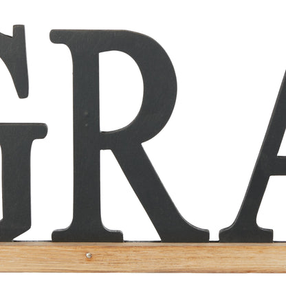 Deco 79 Wood Sign Home Wall Decor Grateful Wall Sculpture, Wall Art 48" x 1" x 10", Black