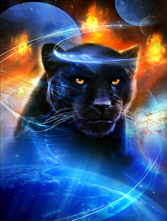 Better Selection 5D DIY Diamond Art Set Decorating Cabinet Table Stickers Crystal Rhinestone Diamond Embroidery Paintings Pictures for Study Room,Black Leopard (30x40 cm/12x16 inch)