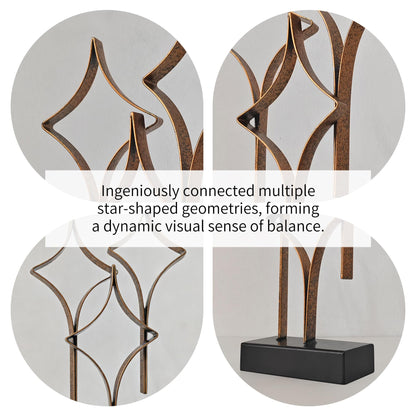 LNXMES Abstract Metal Sculpture Home Decor – Modern Minimalist Line Art Statue Decorations for Table, Shelf, Living Room, Office & Entryway (Diamond Curved Metal Sculpture)