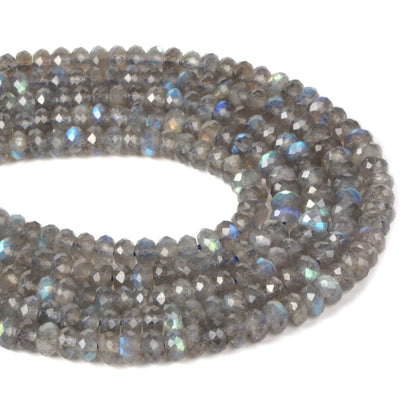 6mm AA Grade Natural Translucent Labradorite Faceted Rondelle Loose Beads 16" 90%+ Flashy Beads