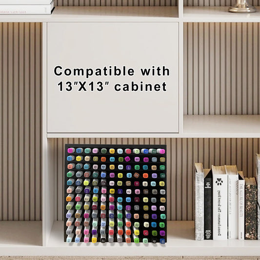 MinBoo Bamboo Marker Organizer Wooden Art Supply Storage Organizer Rack Art Markers Pens Colored Pencils Paint Brushes Stationary Organizer Holder (Black, Rack for 144 Markers)