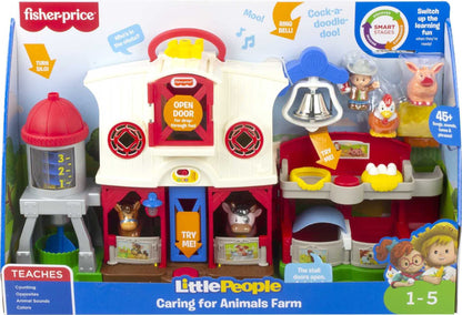 Fisher-Price Little People Caring for Animals Farm Electronic Interactive playset with Smart Stages Learning Songs for Toddlers Ages 1 and up (Amazon Exclusive)