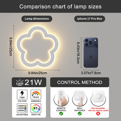 Linovix Modern LED Ceiling Light 9.8inch Small Ceiling Light Fixture 21w with Remote Control(3000k-6000k) Close to Ceiling Lights for Hallway Entryway Corridors Kitchen Laundry Room (White)