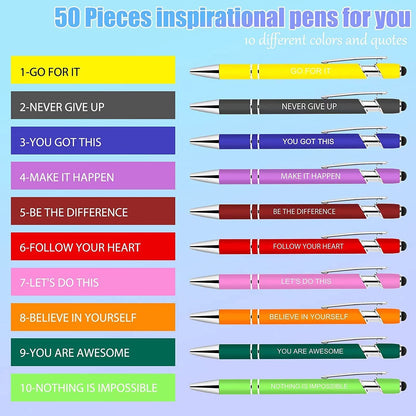 Greengines 100 PCS Inspirational Pens Bulk, Motivational Ballpoint Pen with Stylus Tip Funny Ink Pens Bulk Inspirational Gifts for Women Coworkers Office Supplies Black Ink…