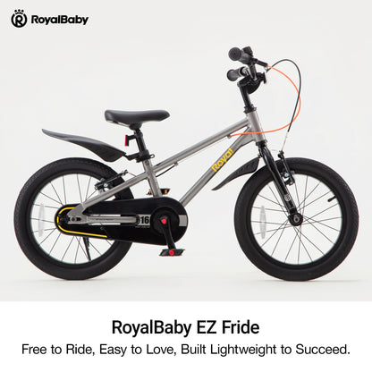 RoyalBaby EZ Fride Kids Bike, Lightweight Aluminum 2-in-1 Balance to Pedal Bike with One-Key Switch, 16 Inch for Age 4-7 Years, Gray