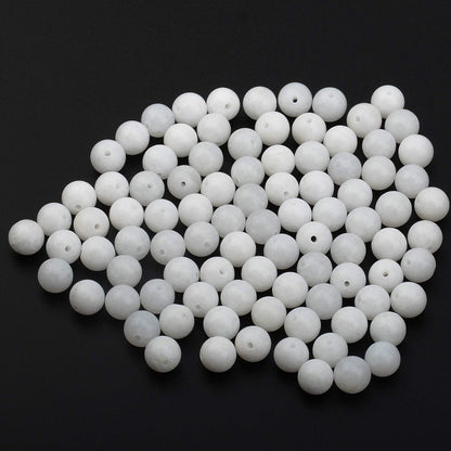 LPBeads 100PCS 8mm Natural White Alabaster Gemstone Round Loose Beads for Jewelry Making with Crystal Stretch Cord