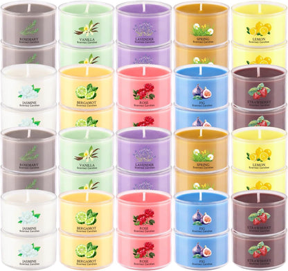 AYIQIW 40 Pack Scented Candle Set, 10 Fragrances, 35g Natural Soy Wax Candles with Smokeless Cotton Wicks, Ideal for Home Decor, Yoga, Meditation, Spa & Gifting.Mother's Day