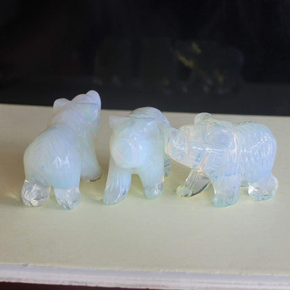 2'' Hand Carved Mixed gemstome Crystal Bear Figurine Animal Carving (White opalite)