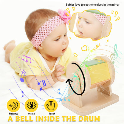 8 in 1 Montessori Toys for Babies 0-6 Month-Baby Tummy Time, Black White Card for Newborns,Rainmaker Rattle for Babies, Tissue Box,Spinning Drum,Ball with Bell-Baby Sensory Developmental Toys