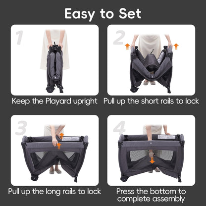Pamo Babe Pack and Play with Bassinet Baby Playpen Foldable Playard with Changing Table Portable 4 in 1 Baby Playard