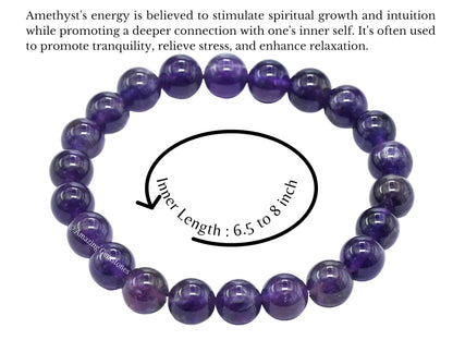 Amazing Gemstone Crystal Bracelet for Women Men's Gifts - Protection Healing Crystal Bracelet - 8mm Gemstone Beaded Stretchable Bracelet Pulseras Para Hombres Mujer Stocking Stuffers Mothers Day Gift (Amethyst)