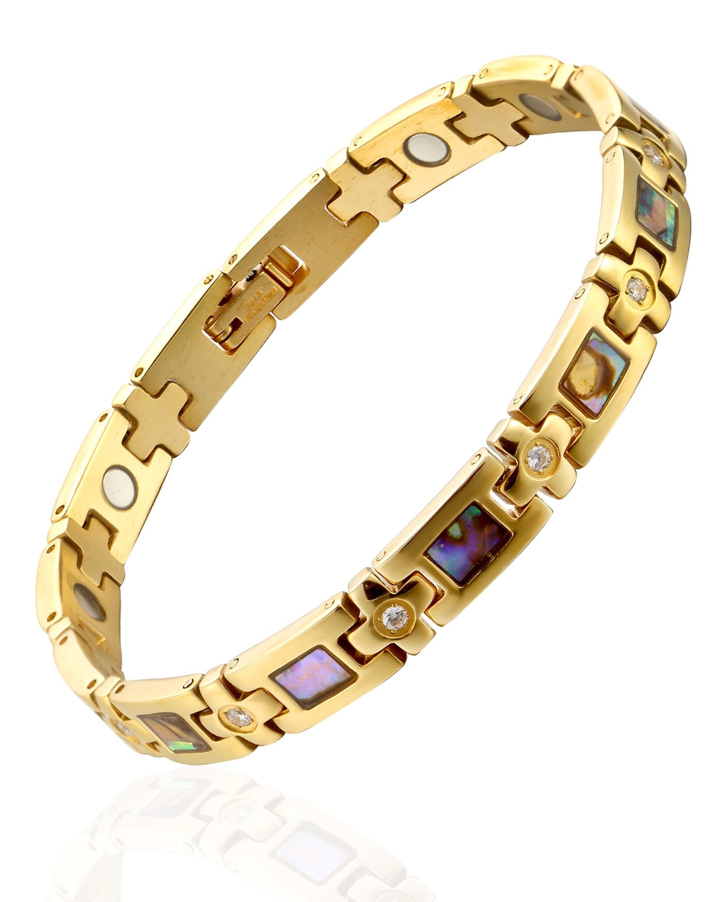 MagEnergy Magnetic Bracelet for Women, Gold Titanium Steel Strength Magnetic Bracelet with Sizing Tool, Adjustable Jewelry Gifts