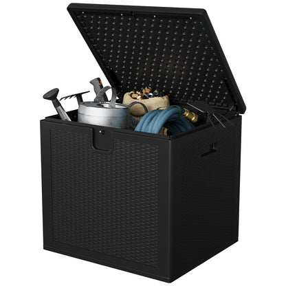 GarveeLife 80 Gallon Outdoor Storage Box, Large Resin Deck Box with Hydraulic Air Rod, Weatherproof & Lockable Outdoor Storage Bin for Patio Cushions, Garden Tools, Pool Supplies, Porch, Black