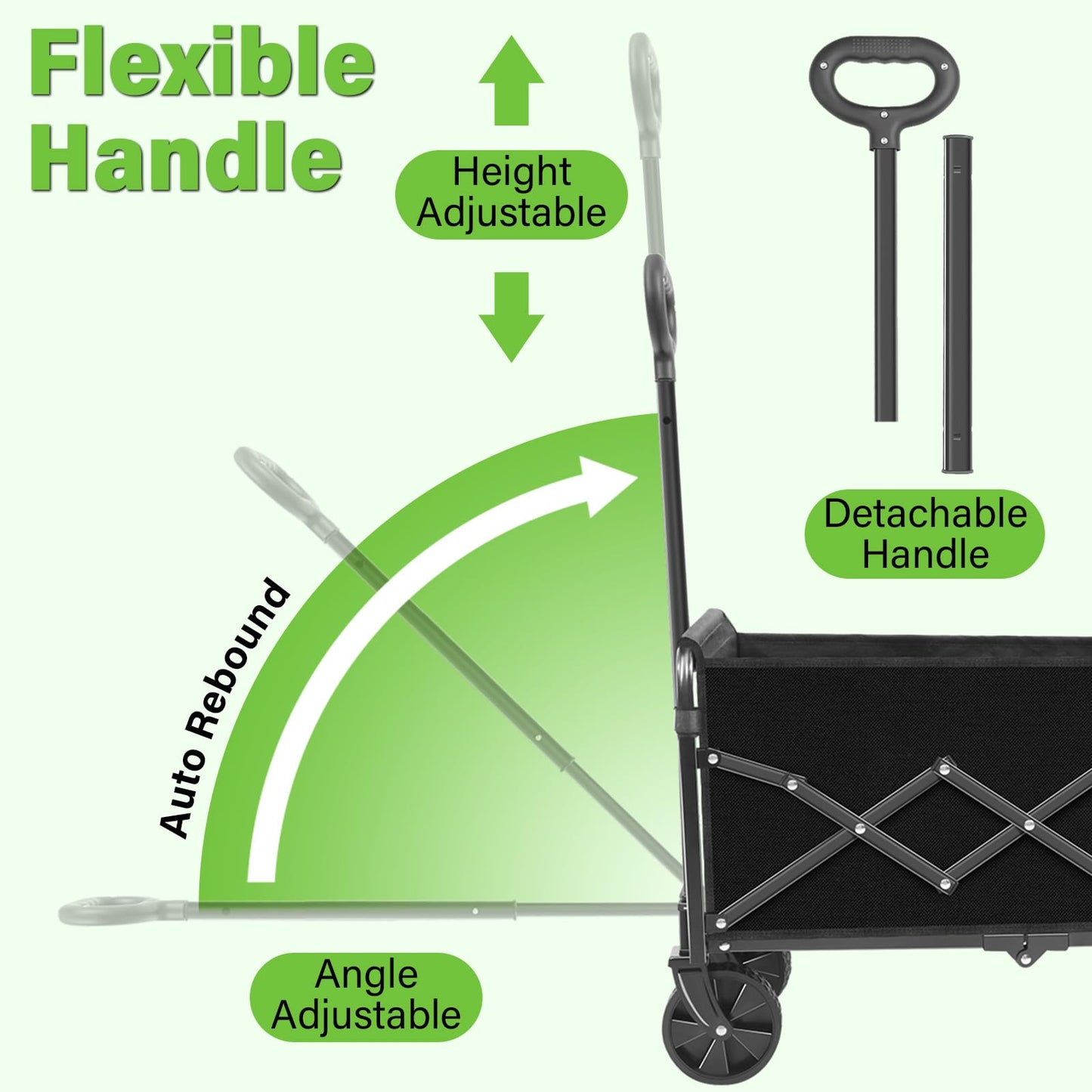Wagons Carts Foldable - Collapsible Wagon Cart with Wheels – Folding Foldable Wagon Small Portable Lightweight for Sports, Camping, Storage, Travel, Shopping
